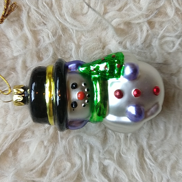 Vintage Avon Blown Glass Christmas Ornament Set Gift Box Snowman Bear Nutcracker - Picture 7 of 10
